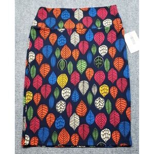 Lularoe Cassie Skirt Womens S Multicolor Art Leaves Pencil Pull On New